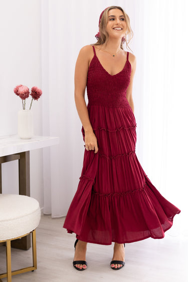 VGLD267 - TRAVELLER MAXI DRESS - BURGUNDY