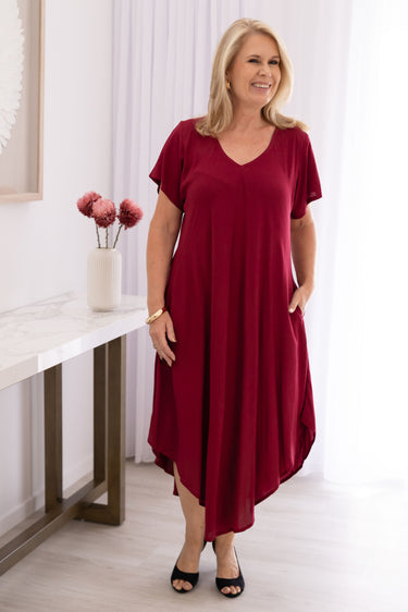 VBLD083 - GREAT HARBOUR DRESS - BURGUNDY