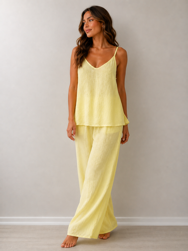 VLSP119 (24P132) - RAVELLO LINEN PANT - CANARY