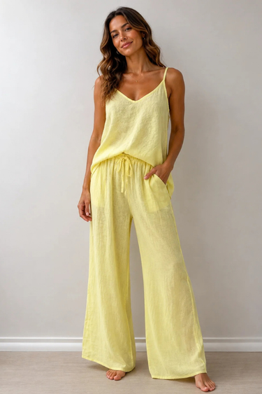 VLSP119 (24P132) - RAVELLO LINEN PANT - CANARY