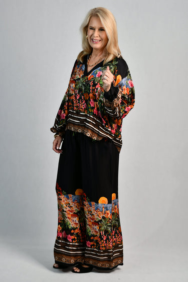 VLSP640 (6655) -  LISA SILK PANT - RIVIERA ECLIPSE