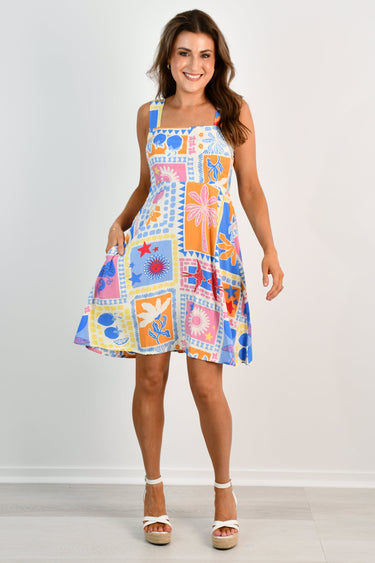 VGLD212 - ANNIE SHORT DRESS - COASTAL POP