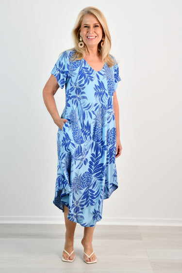VBLD083 - GREAT HARBOUR DRESS - BLUE BAHAMA