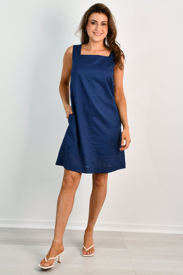VJHD450 - PREPPY SHIFT DRESS - NAVY
