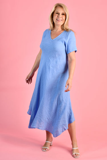 VLSD839 (2052) - LELIA LINEN DRESS - SEA BLUE