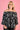 VBLT113 - ROUCHED BELL SLEEVE TOP - PICASSO'S GARDEN BLACK