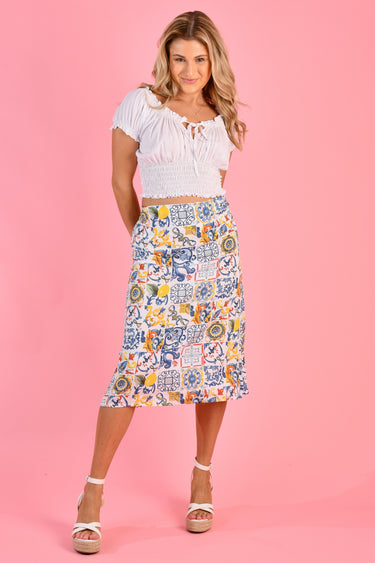 VGLD601 - SADIE STRAPLESS SHIFT DRESS/SKIRT - MOROCCAN TILES