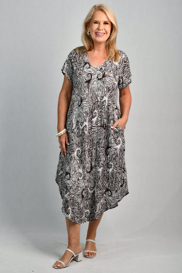 VBLD083 - GREAT HARBOUR DRESS - SHELL SWIRL BROWN