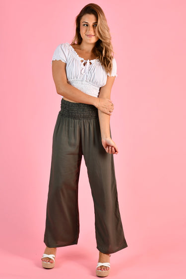 VGLP067 - LONG ROUCHED PANTS - GREY/OLIVE