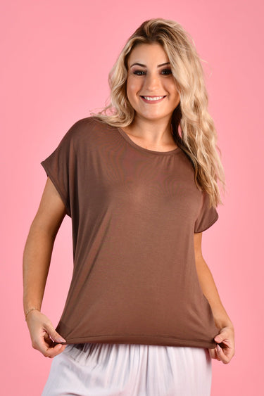 VGLT117 - BAMBOO ROUND NECK TEE - CHOCOLATE