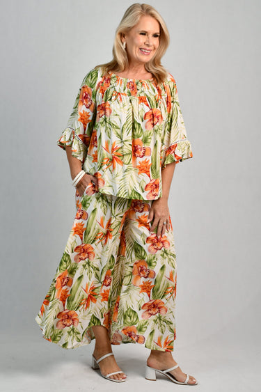 VBLP106 - SYDNEY WIDE LEG PANT - ORANGE BOTANICA