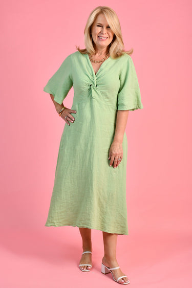 VLSD019 (4361) - TWIST FRONT DRESS  - SPRING GREEN
