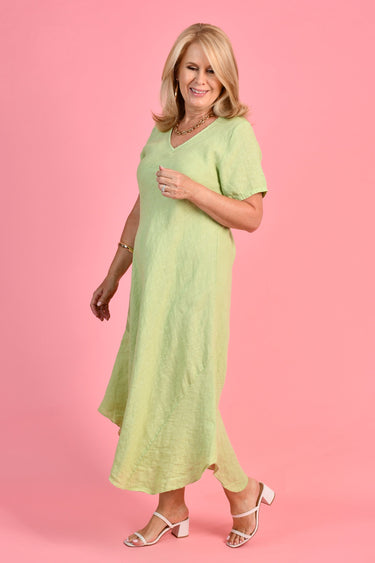 VLSD839 (2052) - LELIA LINEN DRESS - SPRING GREEN