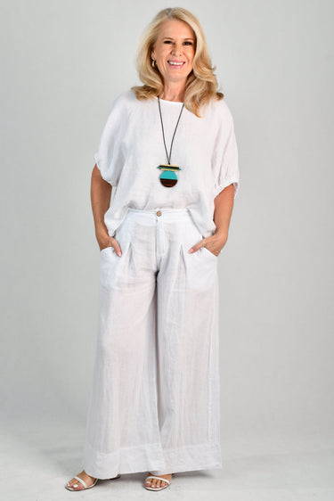 VLSP130 (12786) - CAMILLA LINEN PANT - WHITE
