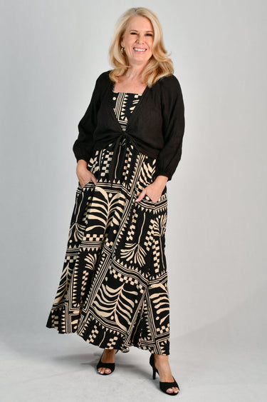 VLST634 (2169) - ELENA LINEN BOLERO - BLACK