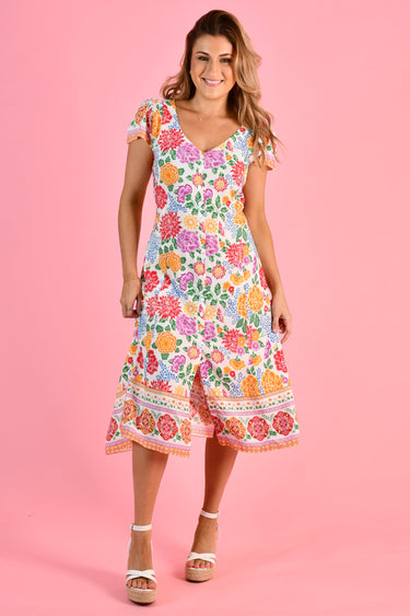 VGLD999 - ROSETTA BUTTON DRESS - PRETTY PICNIC