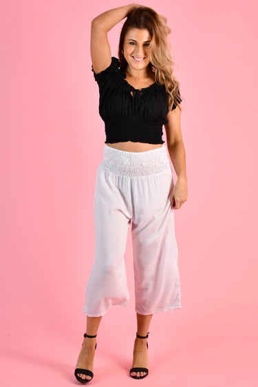 VGLP068 - 3/4 ROUCHED PANTS - WHITE