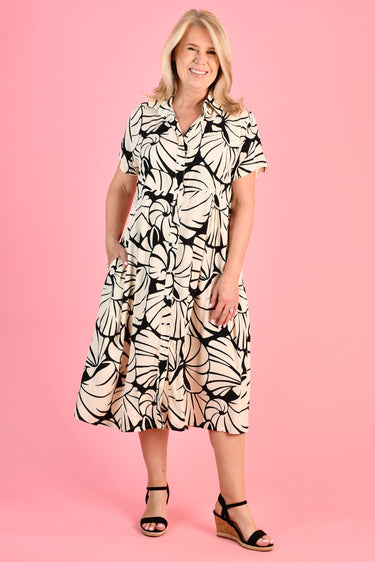VBLD589 - FREYA MIDI DRESS - SEASHELL BLACK