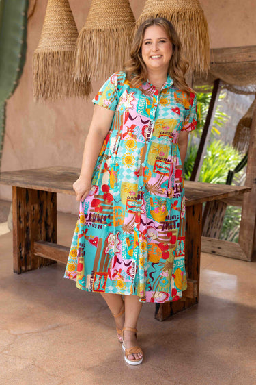 VBLD589 - FREYA MIDI DRESS - CARIBBEAN CARNIVAL