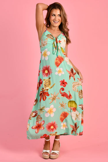 VGLD820 - TROPICAL BREEZE MAXI DRESS - OCEAN BLOOM MINT