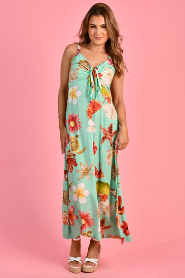 VGLD820 - TROPICAL BREEZE MAXI DRESS - OCEAN BLOOM MINT
