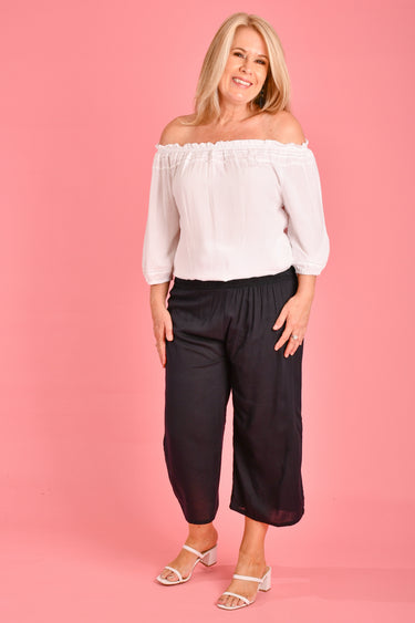 VGLP068 - 3/4 ROUCHED PANTS - BLACK